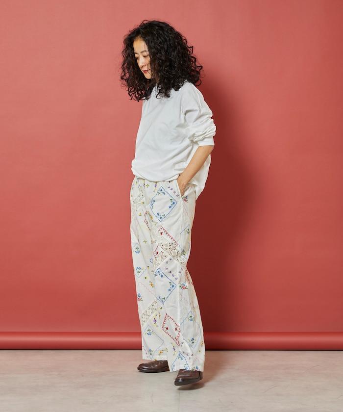 花卉手帕刺繡 褲子