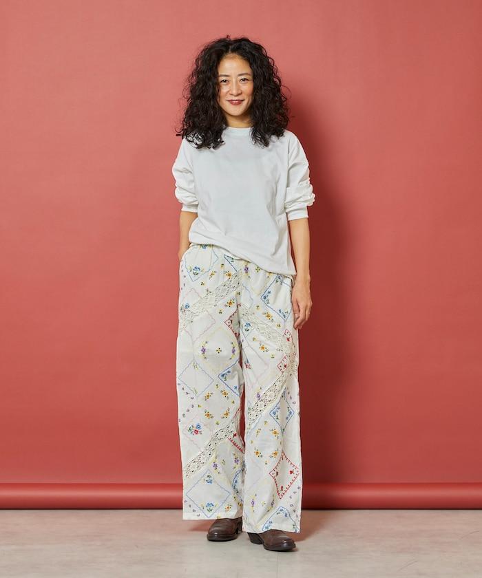 花卉手帕刺繡 褲子