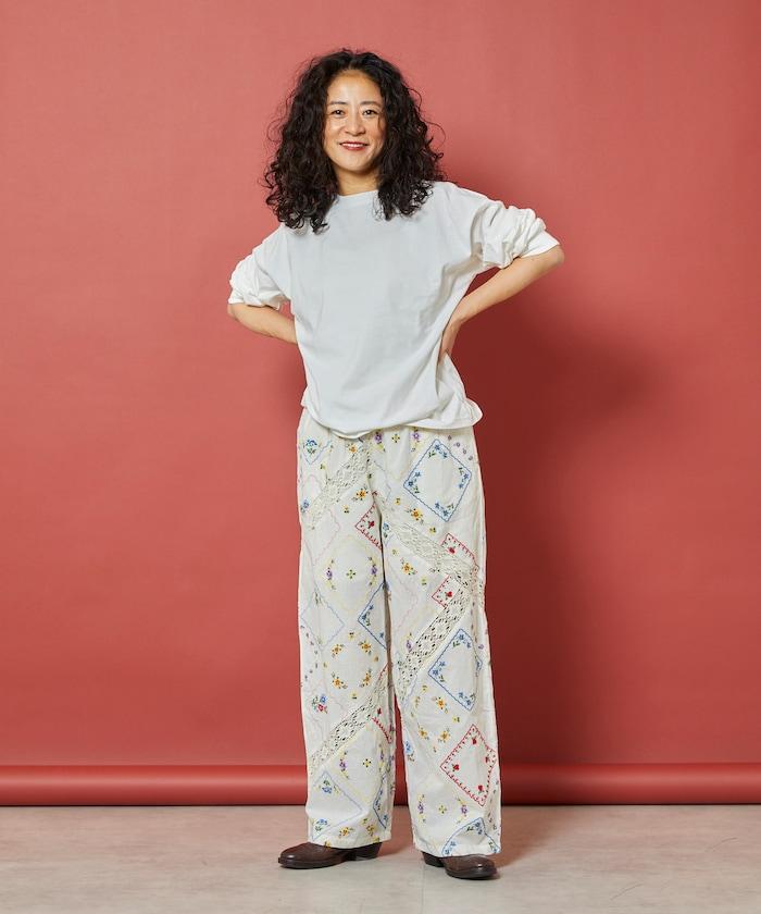 花卉手帕刺繡 褲子