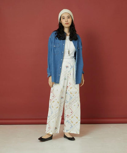 花卉手帕刺繡 褲子