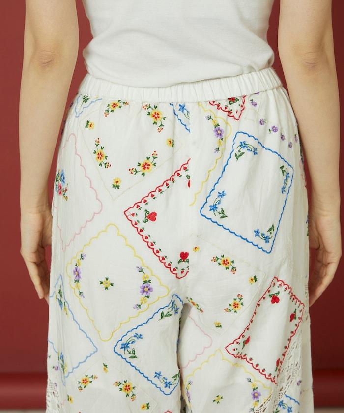 花卉手帕刺繡 褲子