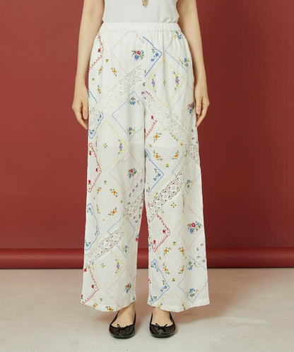 花卉手帕刺繡 褲子