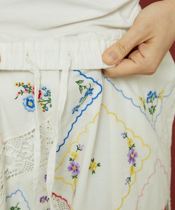花卉手帕刺繡 褲子