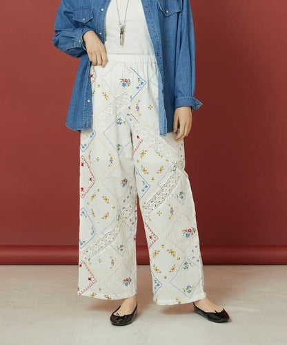 花卉手帕刺繡 褲子