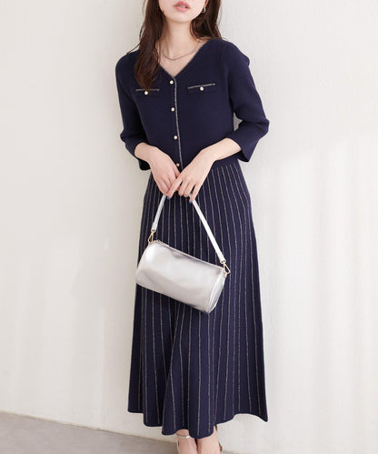 亮片褶皺針織連衣裙