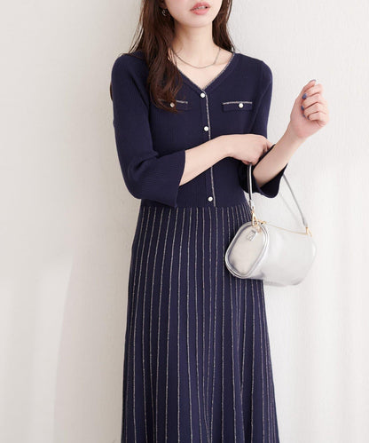 亮片褶皺針織連衣裙