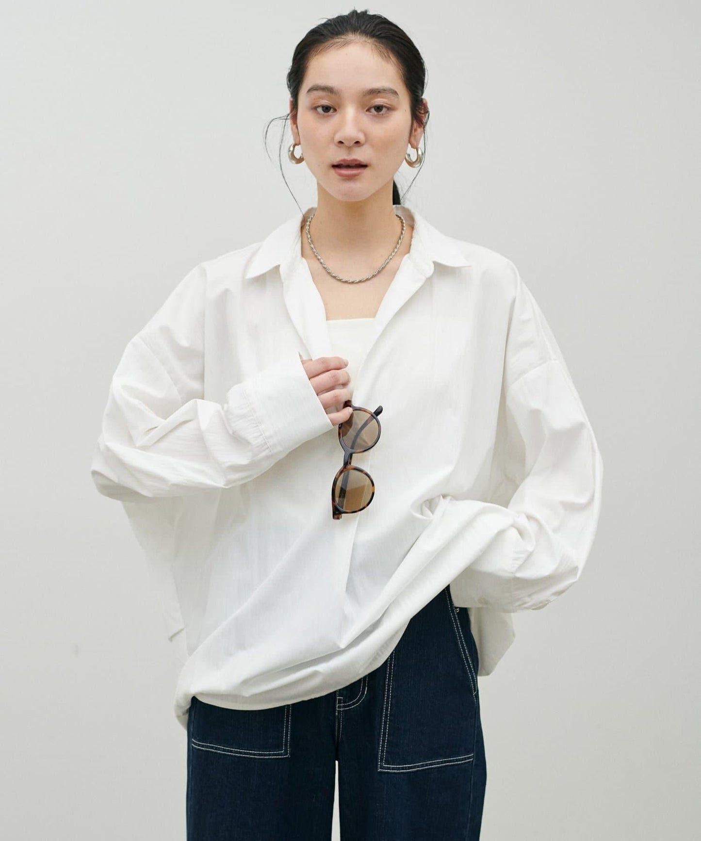 開領設計 長袖襯衫
