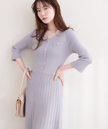 亮片褶皺針織連衣裙