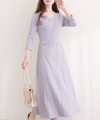 亮片褶皺針織連衣裙