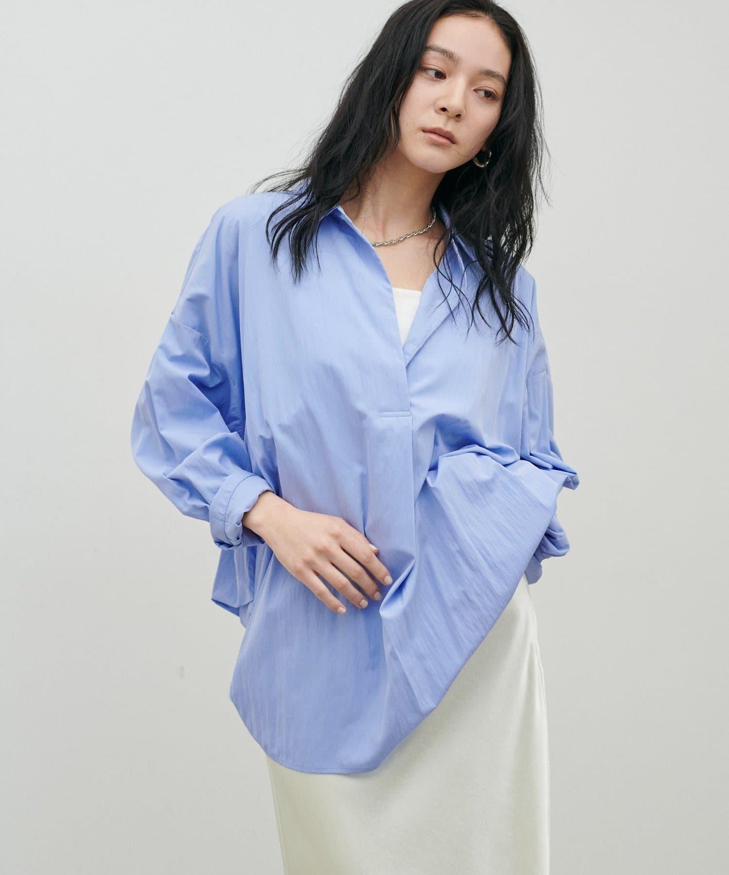 開領設計 長袖襯衫