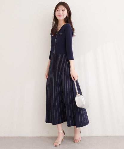 亮片褶皺針織連衣裙