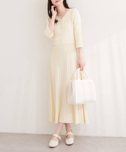 亮片褶皺針織連衣裙