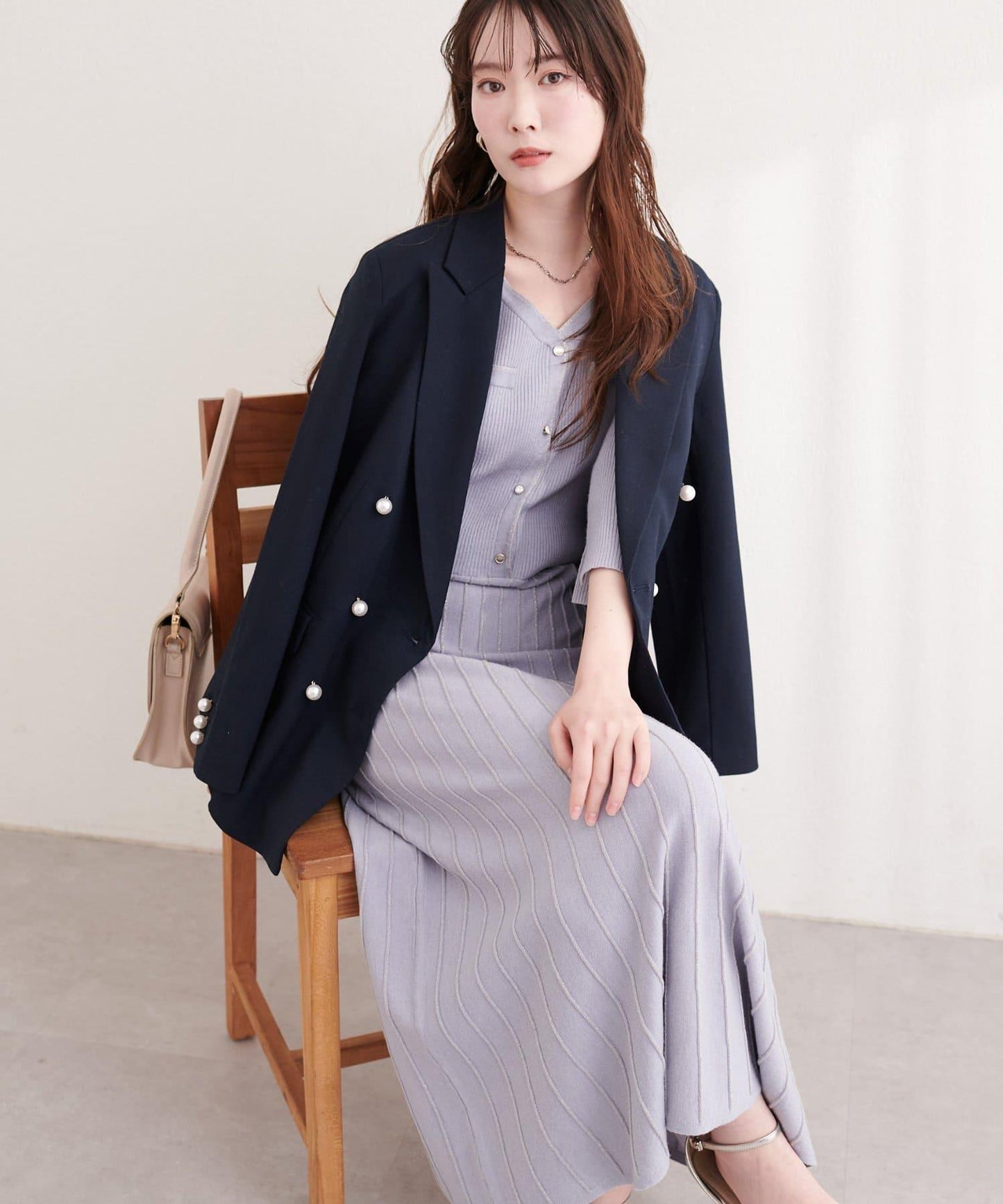 亮片褶皺針織連衣裙