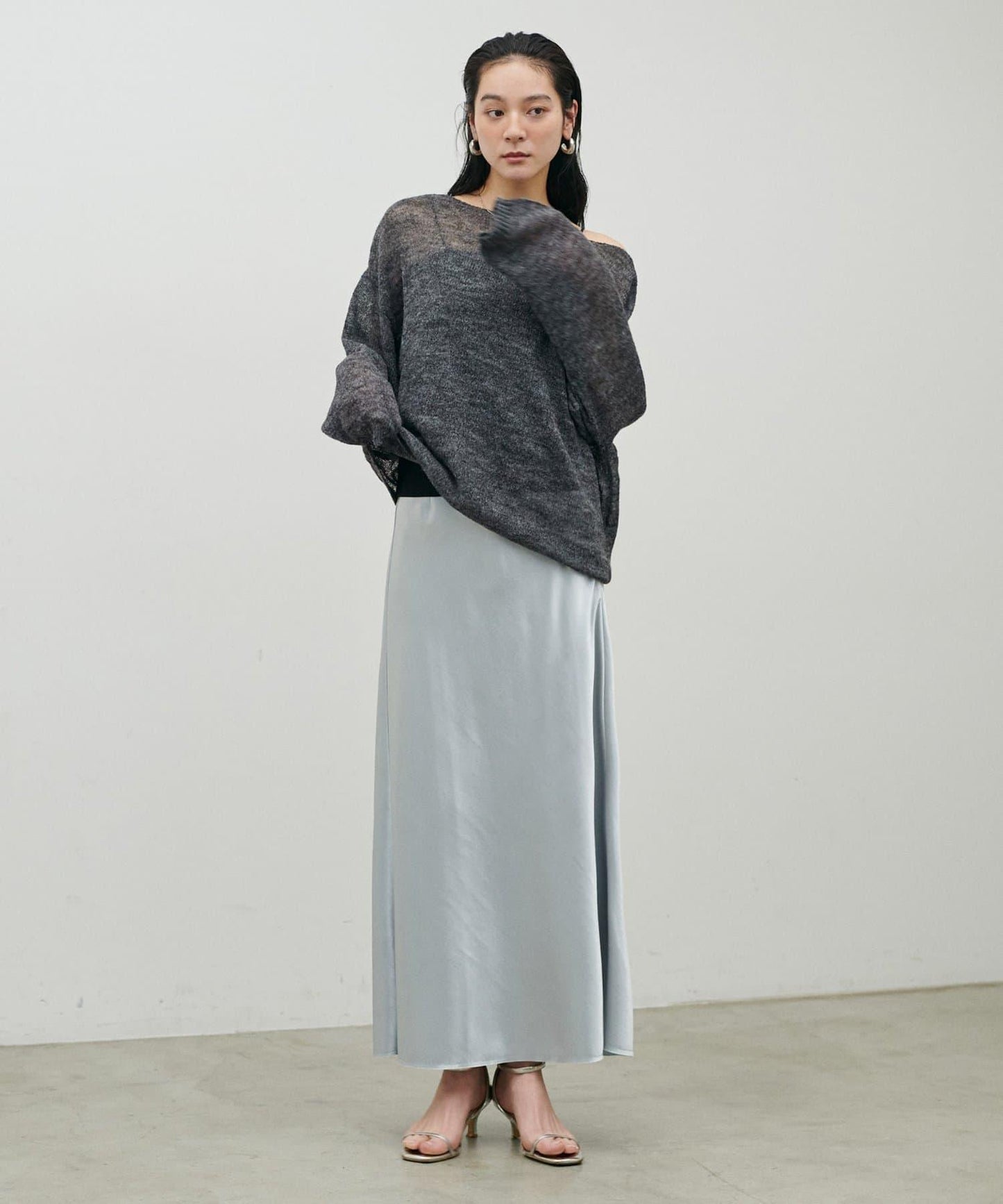 鏤空馬海毛船領套頭衫