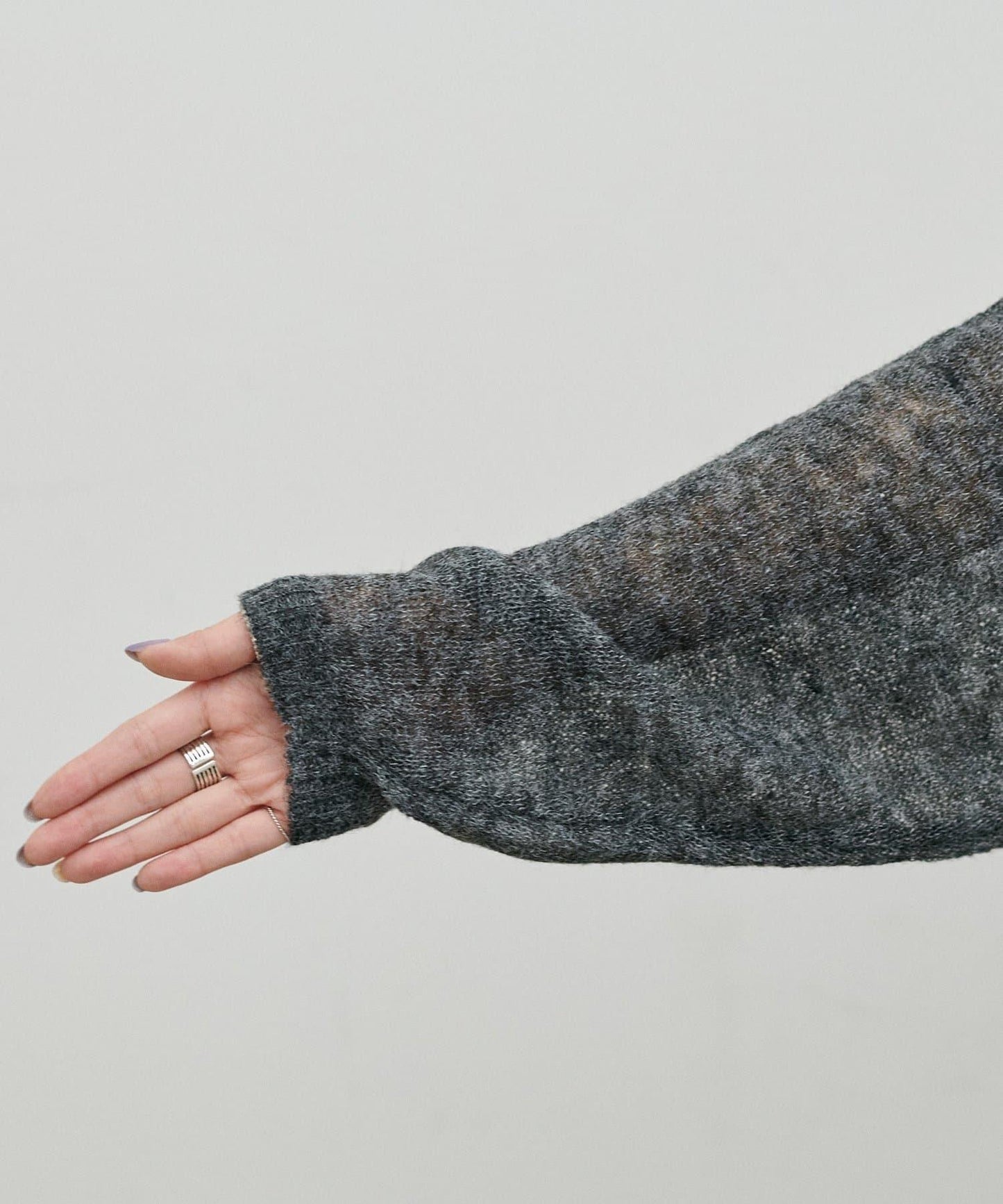 鏤空馬海毛船領套頭衫