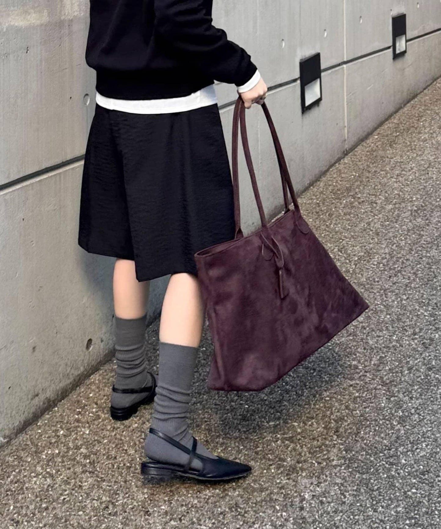 仿麂皮寬大托特包