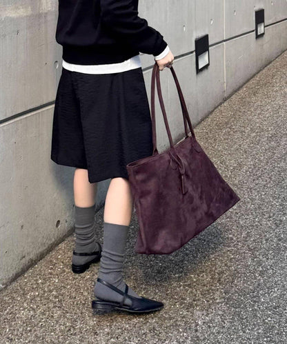 仿麂皮寬大托特包