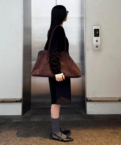 仿麂皮寬大托特包