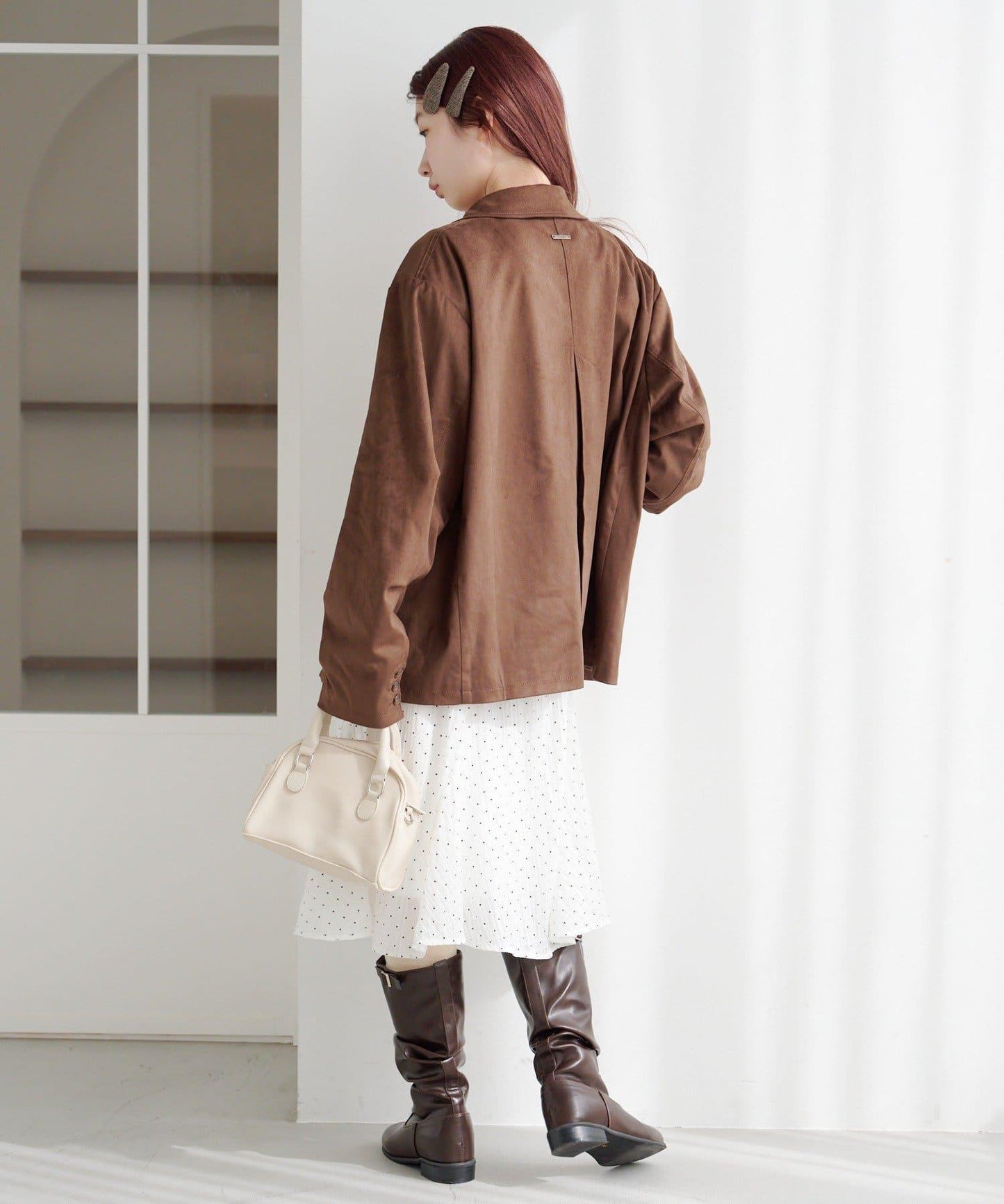 波點透紗中長半身裙