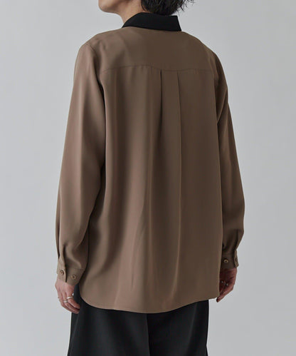 柔軟觸感拼色領襯衫