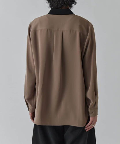 柔軟觸感拼色領襯衫