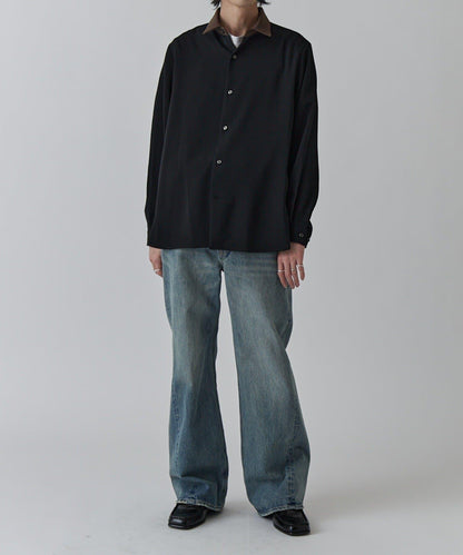 柔軟觸感拼色領襯衫