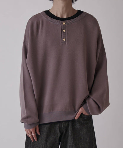 疊穿設計亨利領上衣