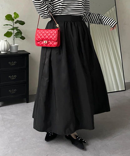 蓬鬆塔夫綢傘擺半身裙