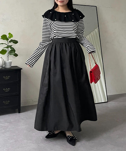 蓬鬆塔夫綢傘擺半身裙