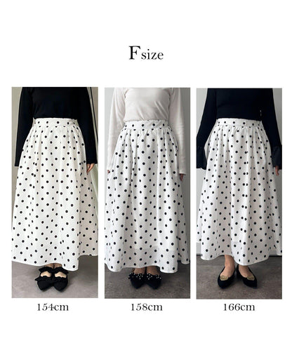圓點格紋蓬鬆塔夫綢傘形半身裙