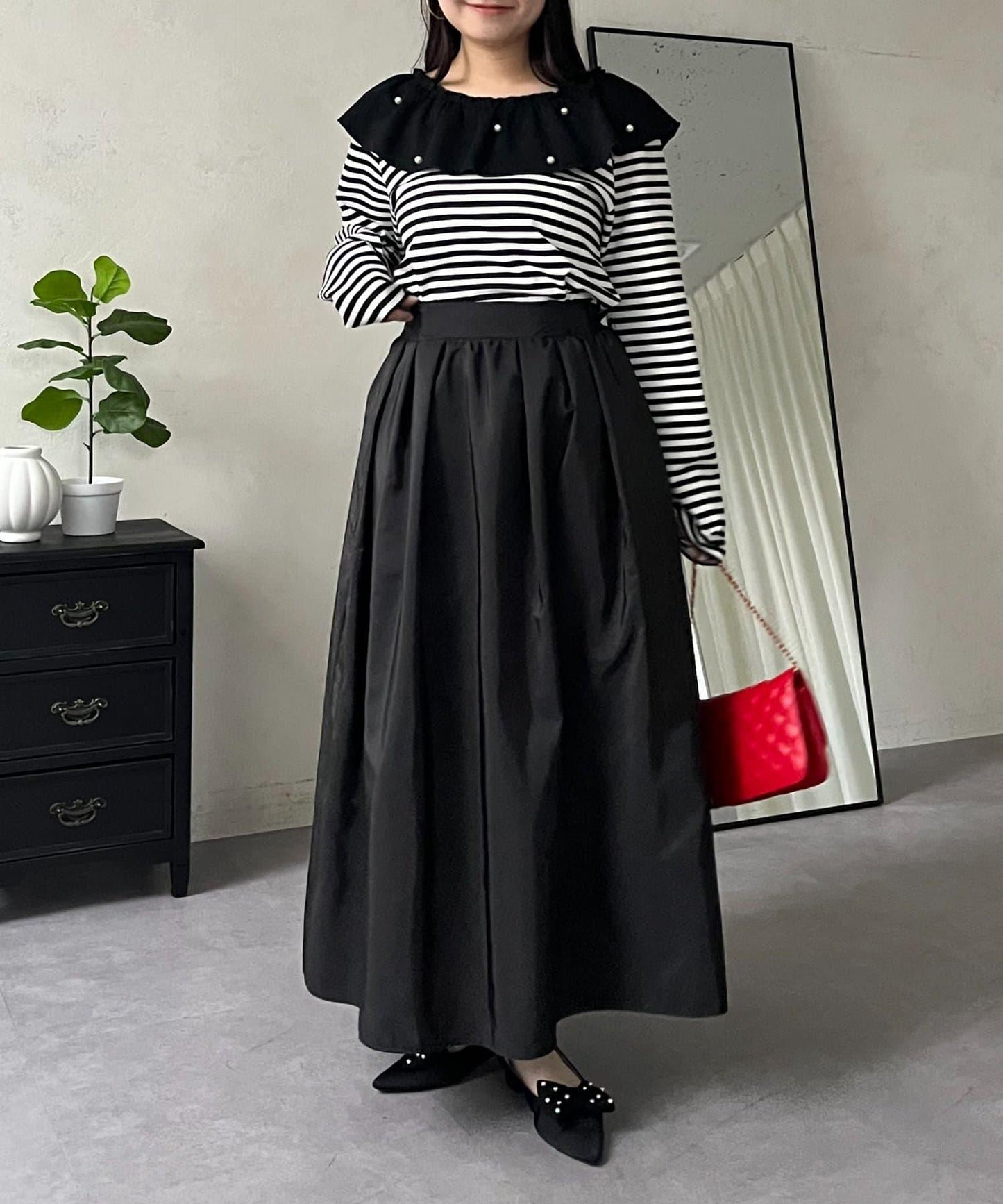 蓬鬆塔夫綢傘擺半身裙