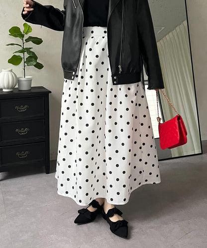 圓點格紋蓬鬆塔夫綢傘形半身裙