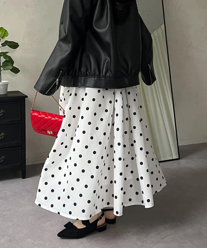 圓點格紋蓬鬆塔夫綢傘形半身裙