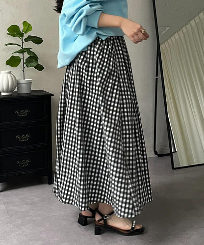 圓點格紋蓬鬆塔夫綢傘形半身裙