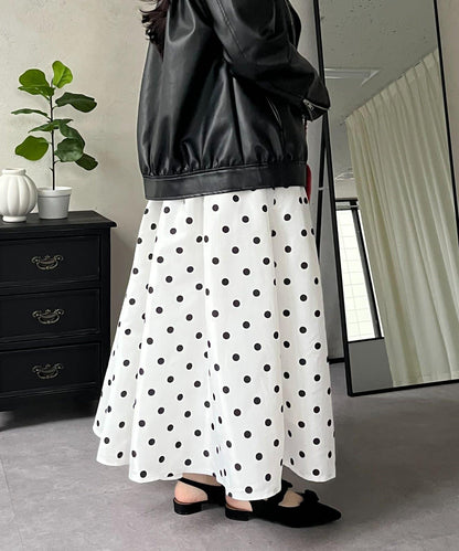 圓點格紋蓬鬆塔夫綢傘形半身裙