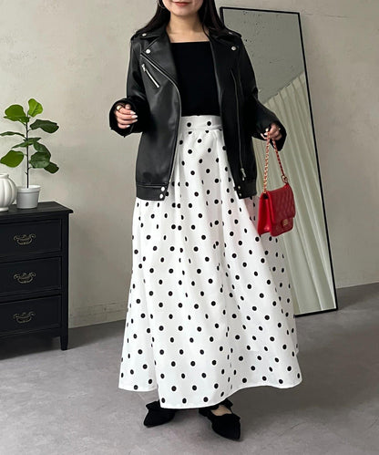 圓點格紋蓬鬆塔夫綢傘形半身裙