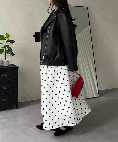 圓點格紋蓬鬆塔夫綢傘形半身裙