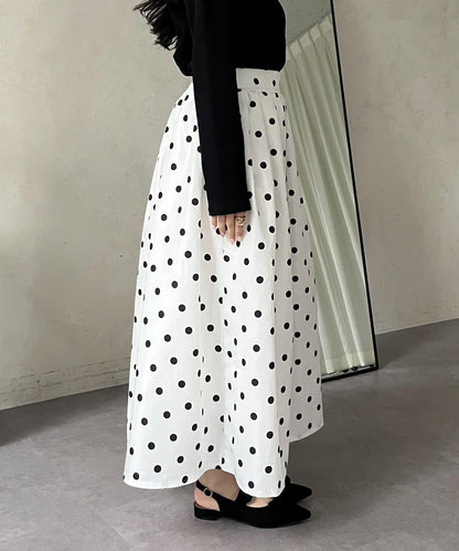圓點格紋蓬鬆塔夫綢傘形半身裙