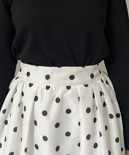 圓點格紋蓬鬆塔夫綢傘形半身裙