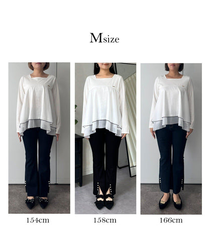 下襬撞色層疊設計 長袖T恤