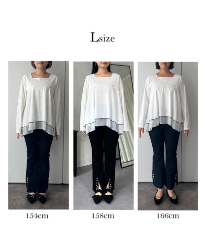 下襬撞色層疊設計 長袖T恤