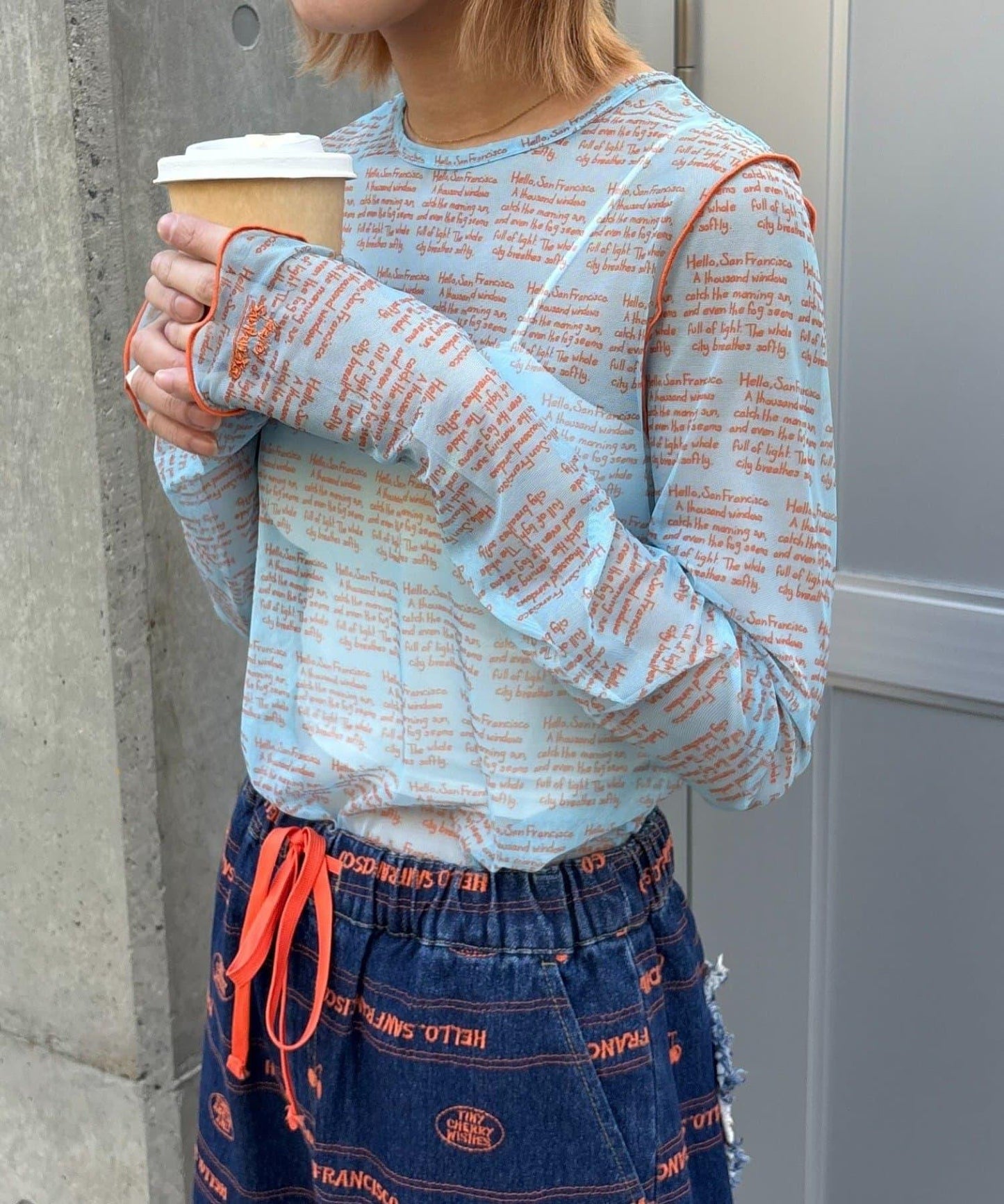 HELLO.SANFRANCISCO 透感文字印花T恤