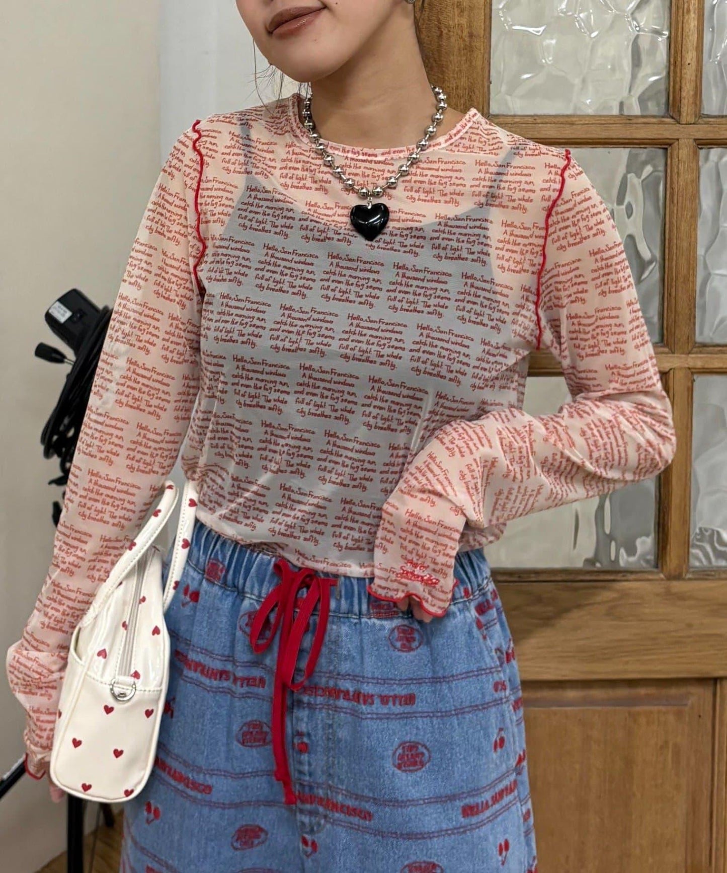 HELLO.SANFRANCISCO 透感文字印花T恤