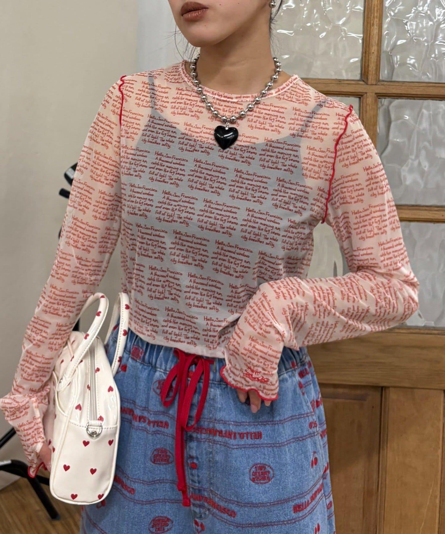 HELLO.SANFRANCISCO 透感文字印花T恤