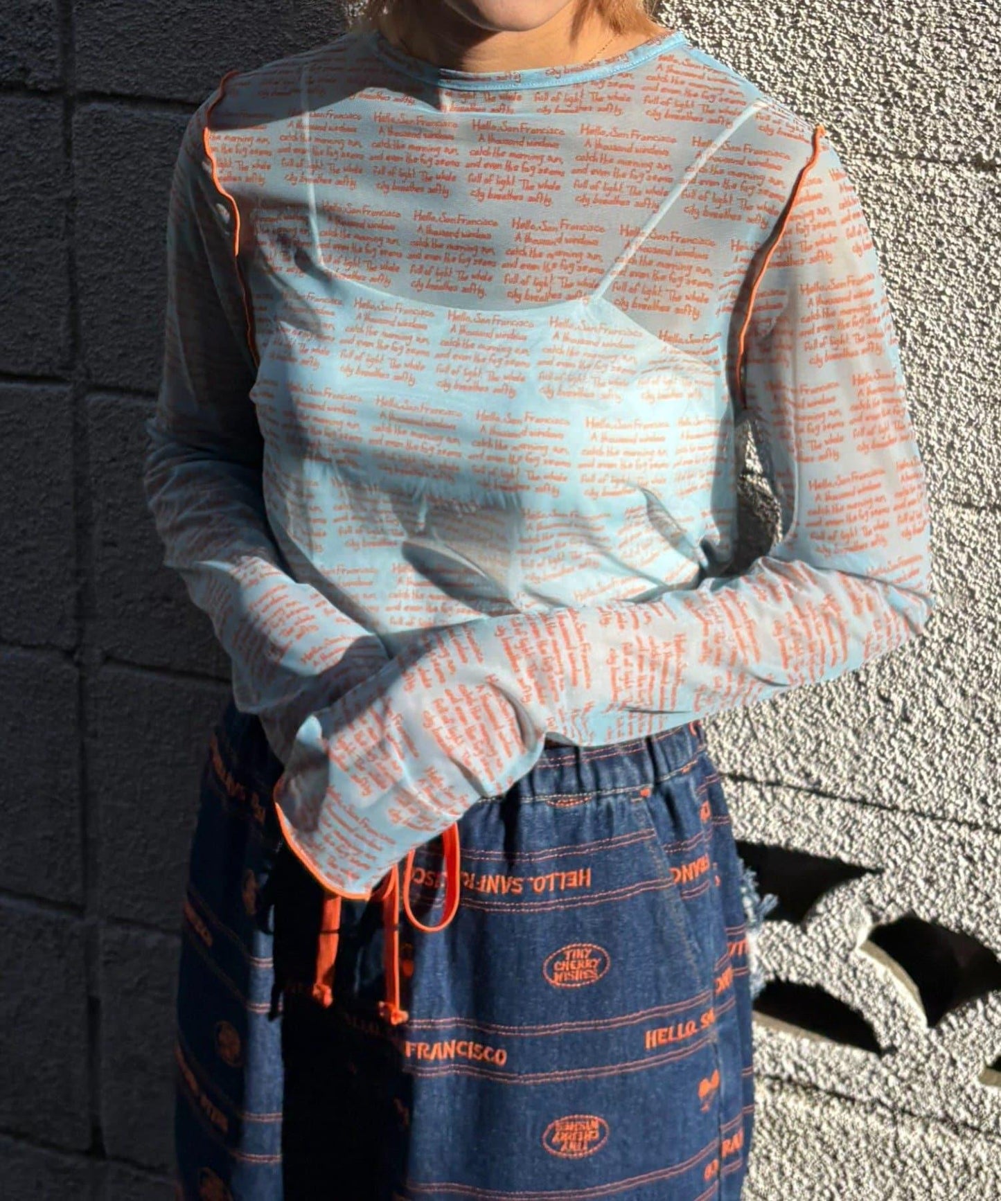 HELLO.SANFRANCISCO 透感文字印花T恤