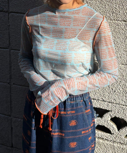 HELLO.SANFRANCISCO 透感文字印花T恤