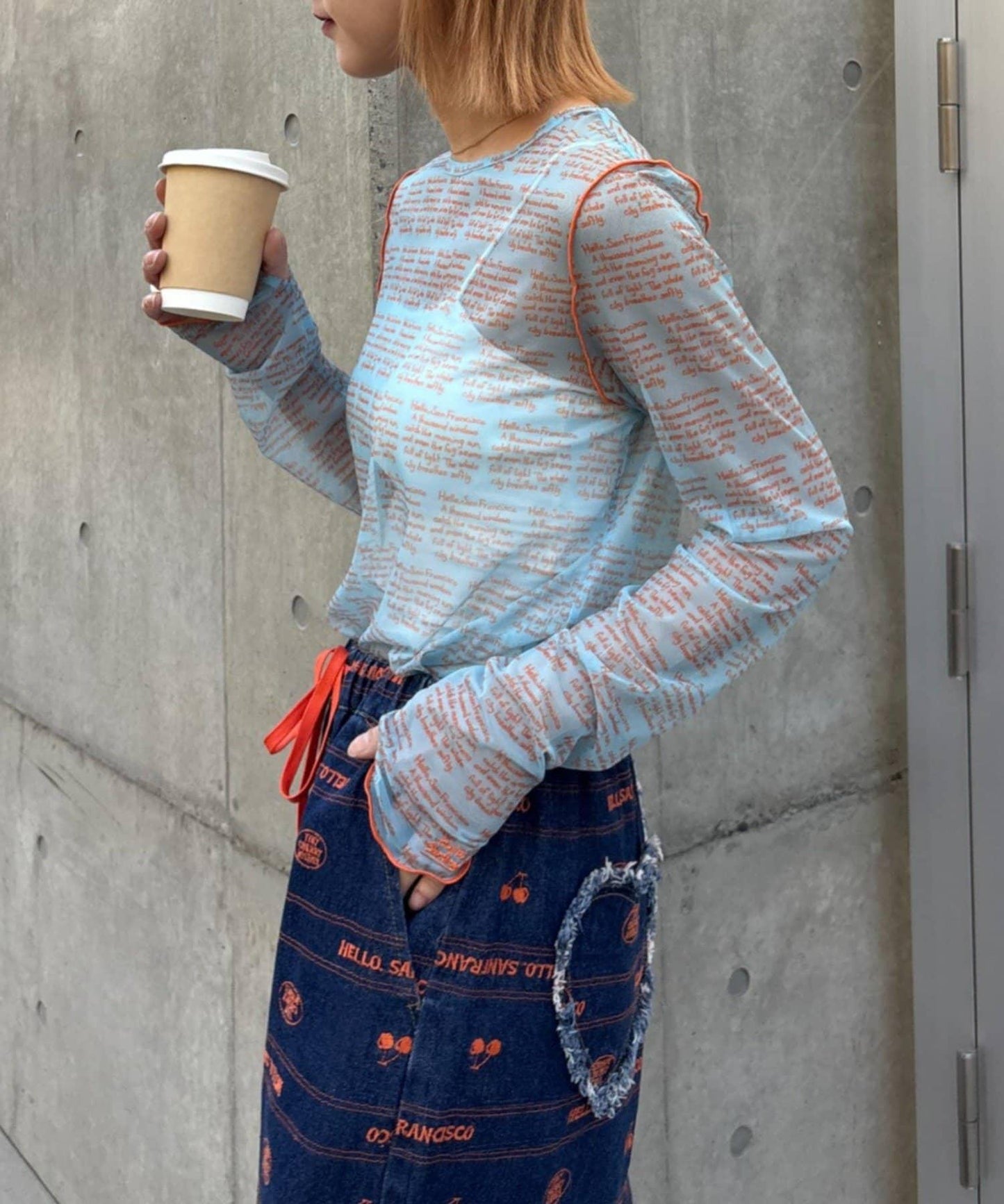 HELLO.SANFRANCISCO 透感文字印花T恤