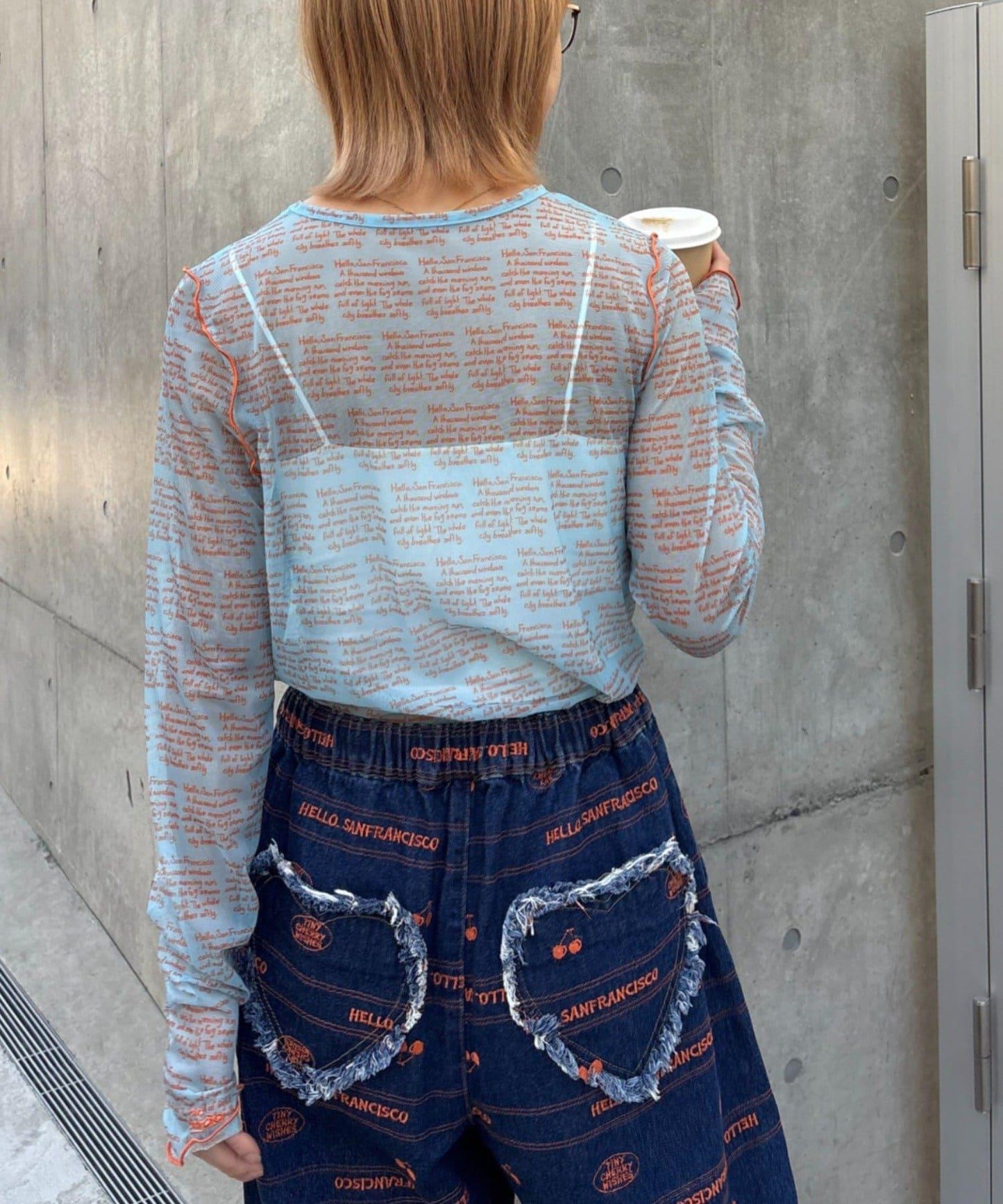 HELLO.SANFRANCISCO 透感文字印花T恤