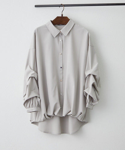 多款紐扣 層疊袖 竹筍褶 襯衫