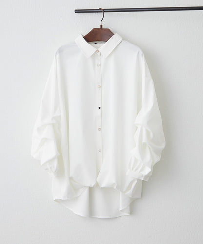 多款紐扣 層疊袖 竹筍褶 襯衫